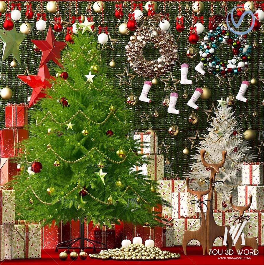 Nordic Decorative Christmas Tree Gift Box 3d model